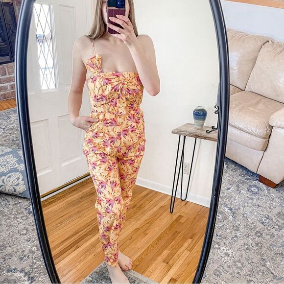 Farm Rio Banana Sunshine Bow Top Jumpsuit XS - Picture 2 of 12